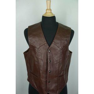 Lost Worlds Brown Button Horsehide Leather vest